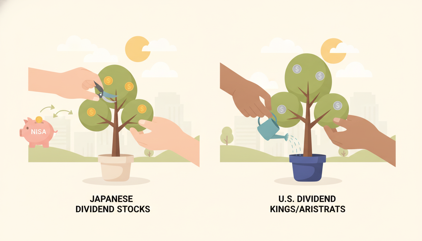 日本株と米国の連続増配株(配当王・配当貴族)の違い